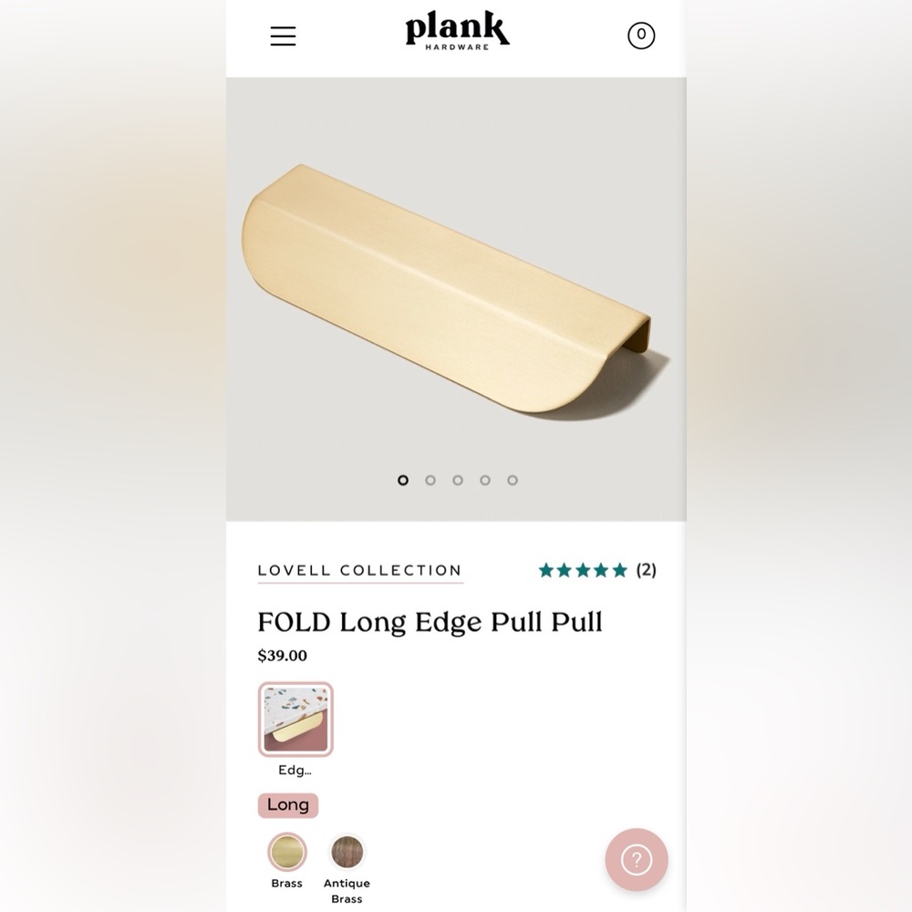 Brass FOLD Edge Pull Handle